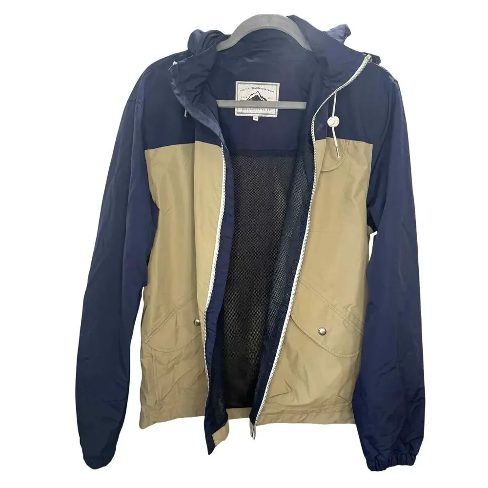 Penfield Navy/Tan Two-Tone Hooded Rain Jacket - Medium - Good Used